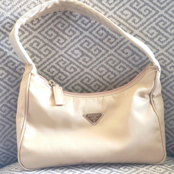 Prada Nylon Hobo Shoulder Bag Cream - Picture 1 of 11
